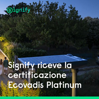 Signify riceve la certificazione EcoVadis Platinum